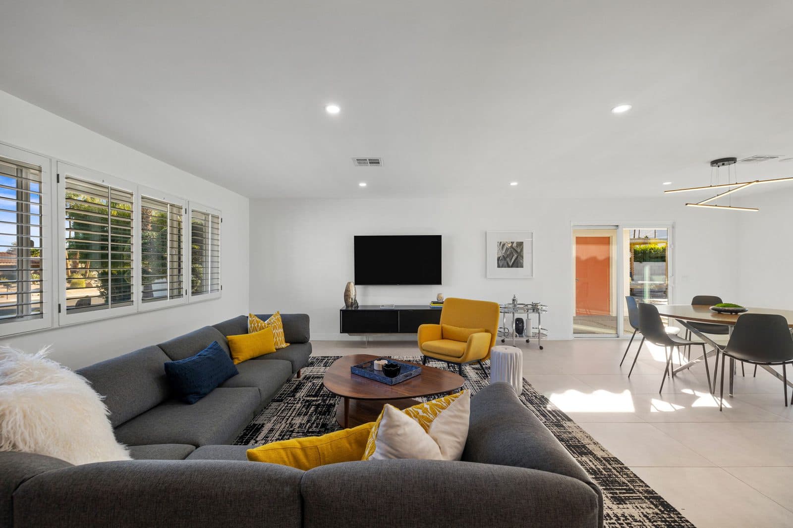 Family room with sectional